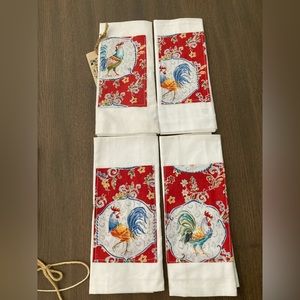 Rooster Print Utensil Pocket Napkins 4pc